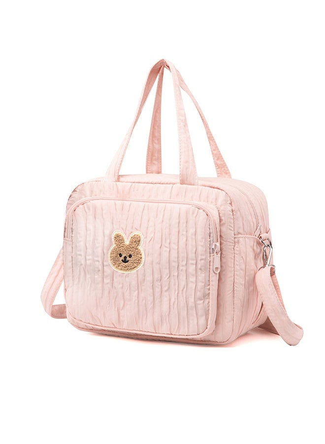 RATSAW Diaper Bag Tote for Baby Girl Mommy Bag Quilted Cotton Baby Diaper Bag Travel Diaper Multifunction Maternity Bag Travel Storage Bag Diaper Tote Bag without Doll - Image 1